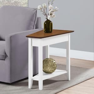 American Heritage 16 in. W x 24 in. H Driftwood and White Rectangular Wood End Table with Wedge Shape