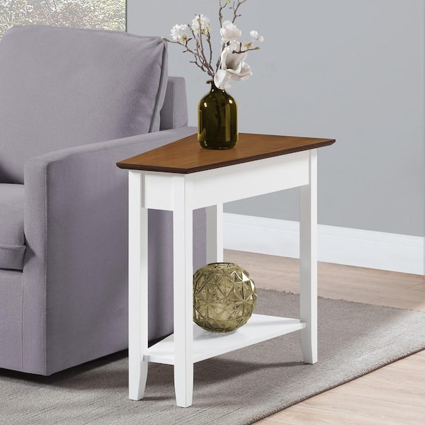 Convenience Concepts American Heritage 16 in. W x 24 in. H Driftwood and White Rectangular Wood End Table with Wedge Shape