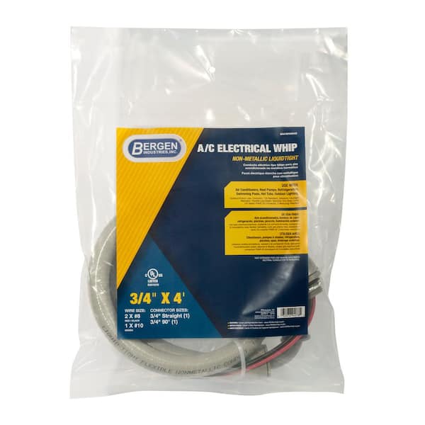Cambridge 3/4 in. x 6 ft. 8/2 and 10/1 Flexible PVC Conduit A/C Whip Cable  200054 - The Home Depot