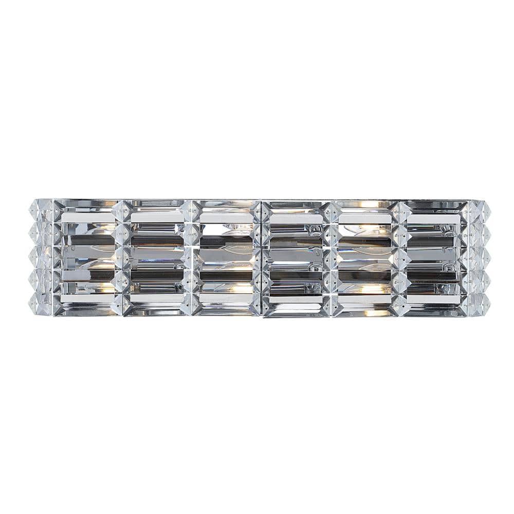 Evelyn Crystal Glam 24" Chrome LED Vanity Light with Mid-Century Flair