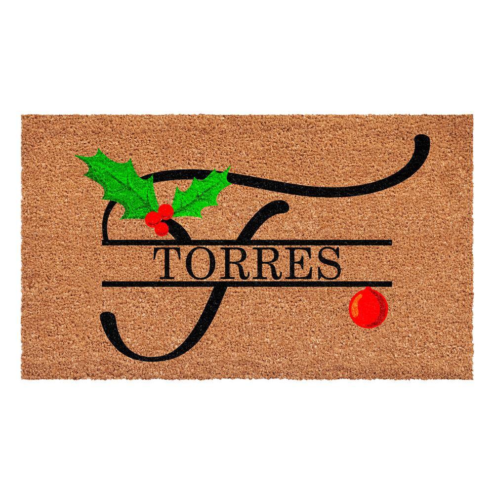Christmas Holly 48 in. x 24 in. Coir Monogrammed Letter T Door Mat price history on PriceWatchPro