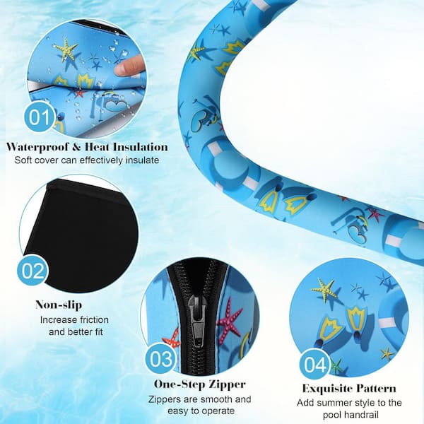 2 Pack Pool Handrail Covers,Summer Palm Tree Leaves Pool Railing Covers