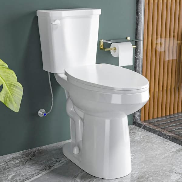 Extra Tall 2-Piece Toilet 1.28 GPF Single Flush 21 in. Raised Elongated Toilet in White with Soft Close Seat for Elderly