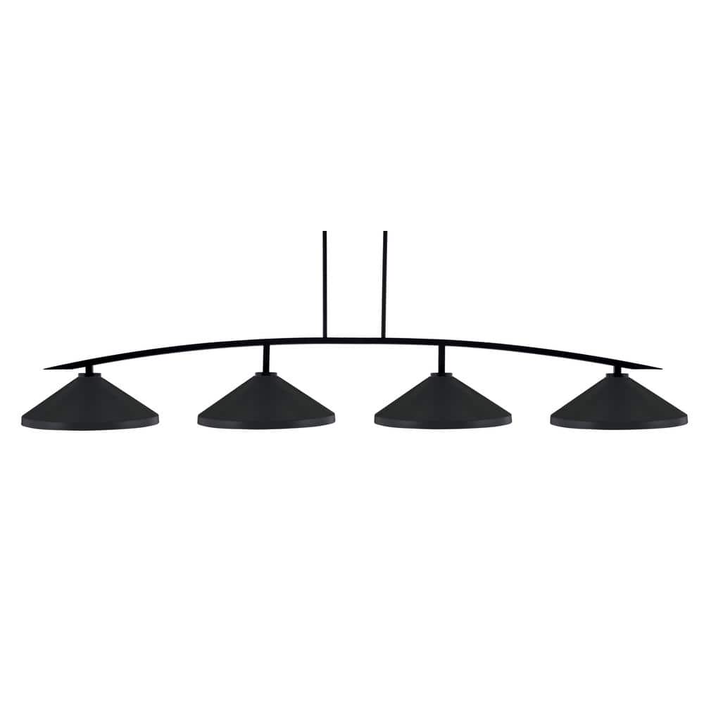 Siena 4-Light Matte Black Billiard Light with 14 in. Matte Black Cone Metal