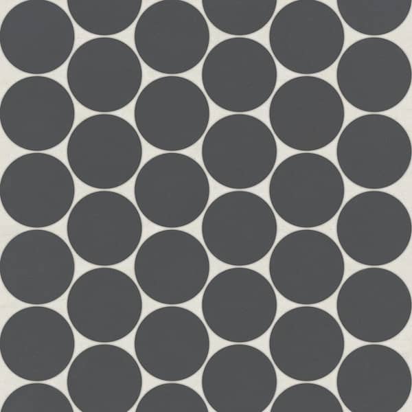 Marin 2 in. Penny Round Matte Porcelain Mosaic in Black Sea (8.61 sq. ft. /case)