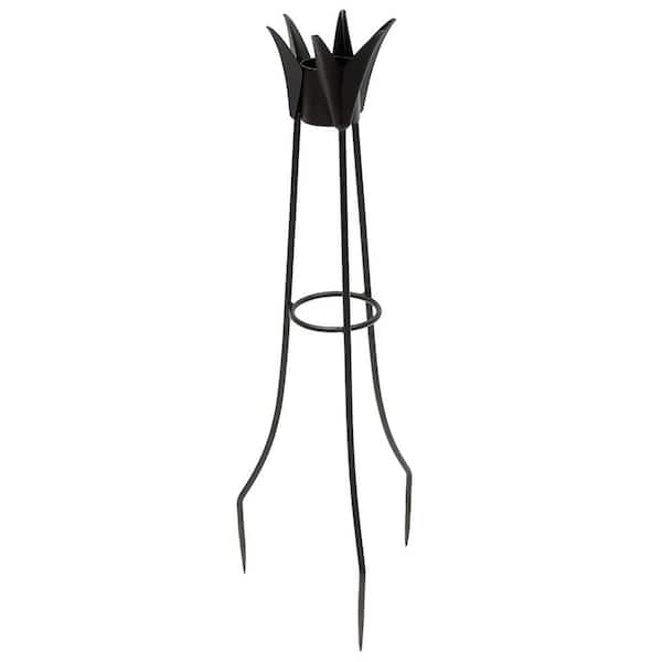 Gazing Globe Ball Stand, Spiked, 34 in. Tall, Black Powder Coat Finish