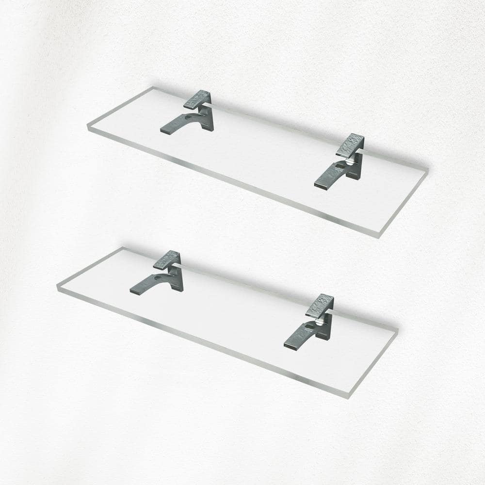 6 in. W x 0.75 in. H x 14.5 in. D Floating Wall Mount Clear Acrylic Rectangular Shelf in Chrome Brackets (Pack of 2) price history on PriceWatchPro