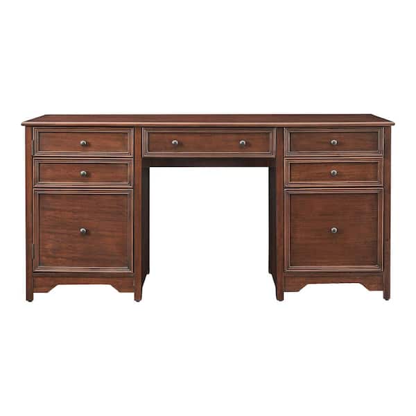 Home Decorators Collection Bradstone 63 in. Walnut Brown Wood Executive Desk