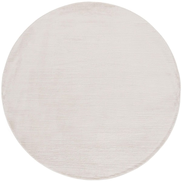 Whisper 7 ft. x 7 ft. Ivory/Taupe Distressed Striped Round Area Rug