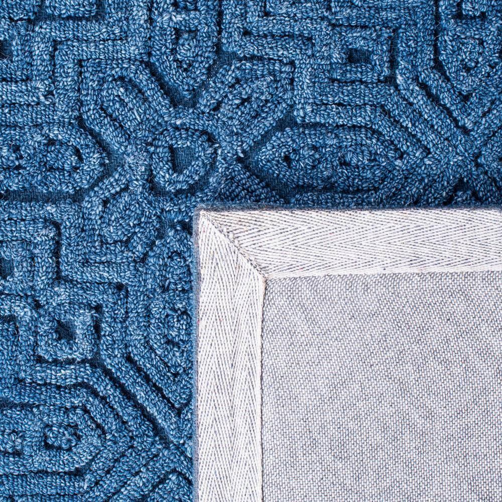 Blue Geometric Tufted Wool 6' x 9' Area Rug