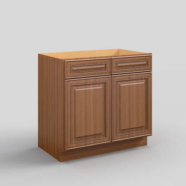 Hausvita 36 in. W x 21 in. D x 34.5 in. H in Cameo Scotch Plywood Ready to Assemble Floor Vanity Sink Base Kitchen Cabinet