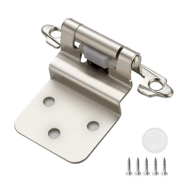50-Pack (25 Pairs) 3/8 in. Insert Satin Nickel Self Closing Kitchen Cabinet Door Hinges with Door Bumpers and Screws