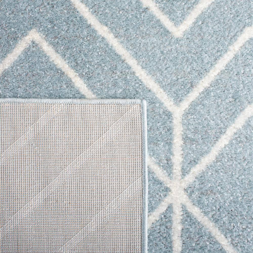Ivory and Blue Geometric Square Synthetic Rug - 4' Hand-Knotted