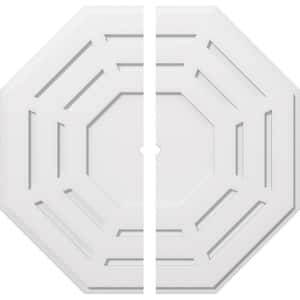 1 in. P X 13-1/2 in. C X 34 in. OD X 1 in. ID Westin Architectural Grade PVC Contemporary Ceiling Medallion, Two Piece