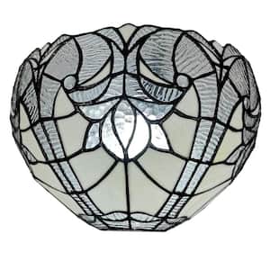 1-Light Tiffany Style White Jeweled Stained Glass Wall Sconce