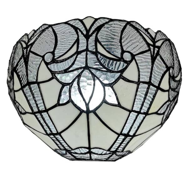 Amora Lighting 1-Light Tiffany Style White Jeweled Stained Glass Wall Sconce