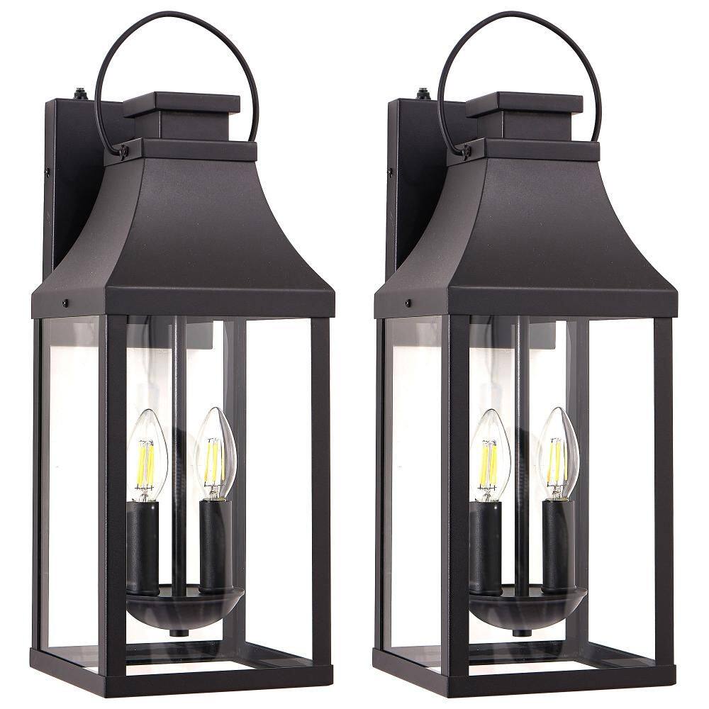 2Pk Dusk to Dawn 20 in 2Light Matte Black Modern Outdoor Wall Sconce with Clear Tempered Glass Shade Anti-Rust for Porch price history on PriceWatchPro