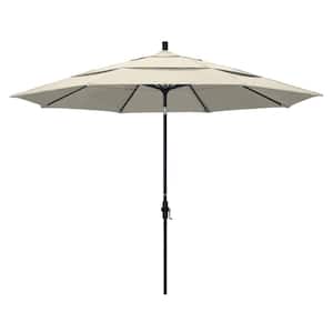 11 ft. Aluminum Collar Tilt Double Vented Patio Umbrella in Antique Beige Olefin