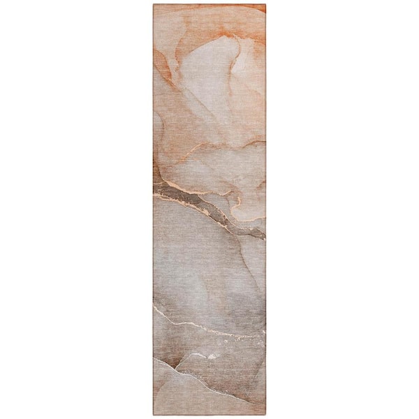 HomeRoots Taupe 2 ft. x 8 ft. Abstract Indoor / Outdoor Area Rug