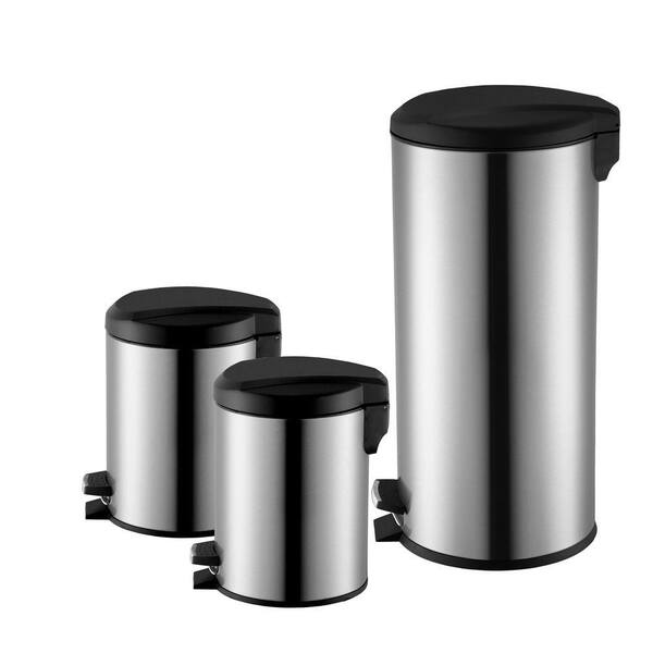 HDX 1.3 Gal., 1.3 Gal. and 10 Gal. Stainless Steel Round Step-On Trash Can