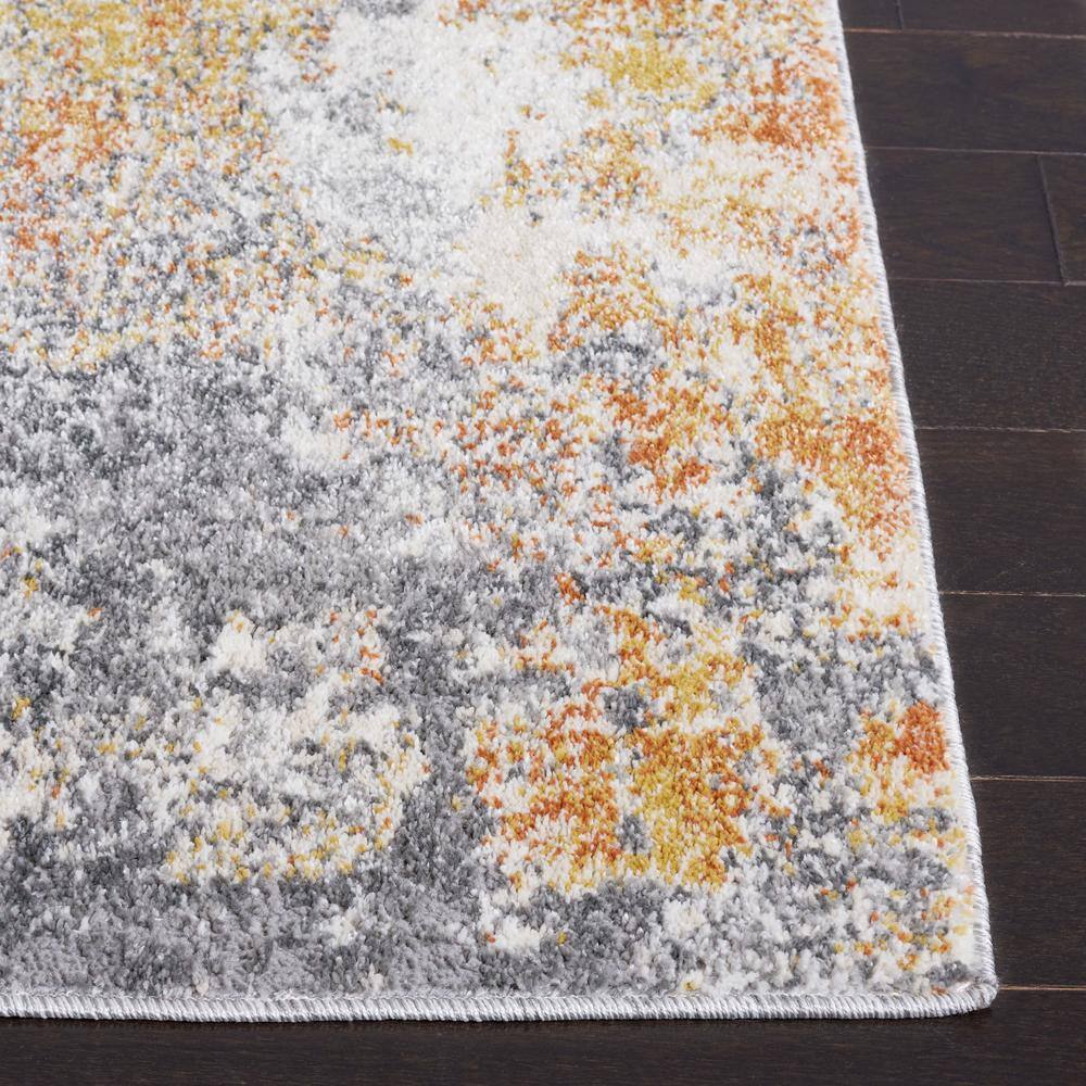 Gray Abstract Hand-Knotted Synthetic 8' x 10' Rug