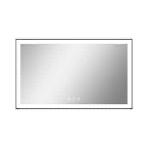 40 in. W x 24 in. H LED Light Rectangular Framed Wall Mounted Three Button Bathroom Vanity Mirror in Black