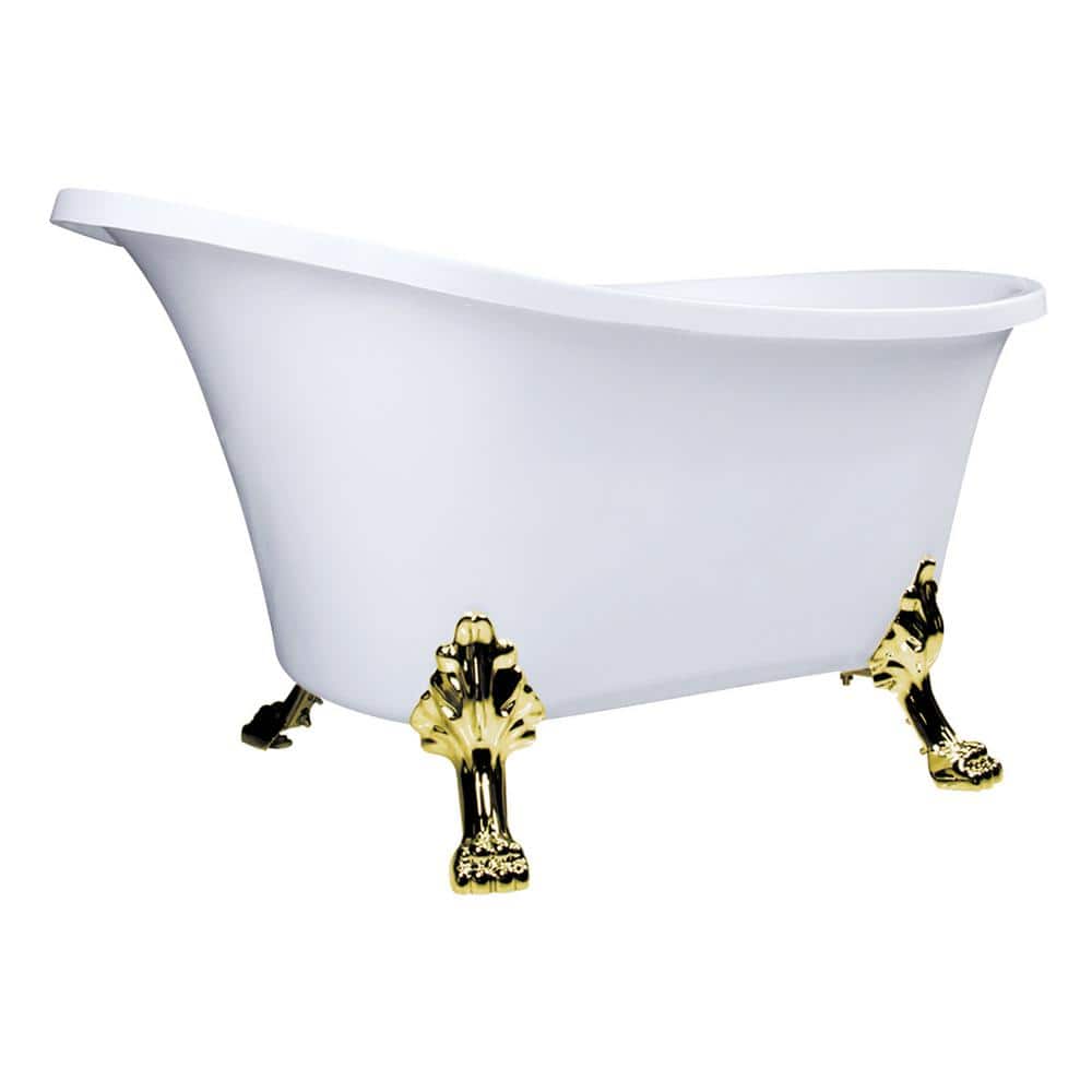 Kingston Brass Single Slipper Clawfoot 51 in. x 28 in. Soaking Bathtub ...