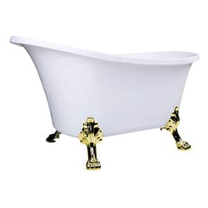 Single Slipper Clawfoot 51 in. x 28 in. Soaking Bathtub in Polished Brass