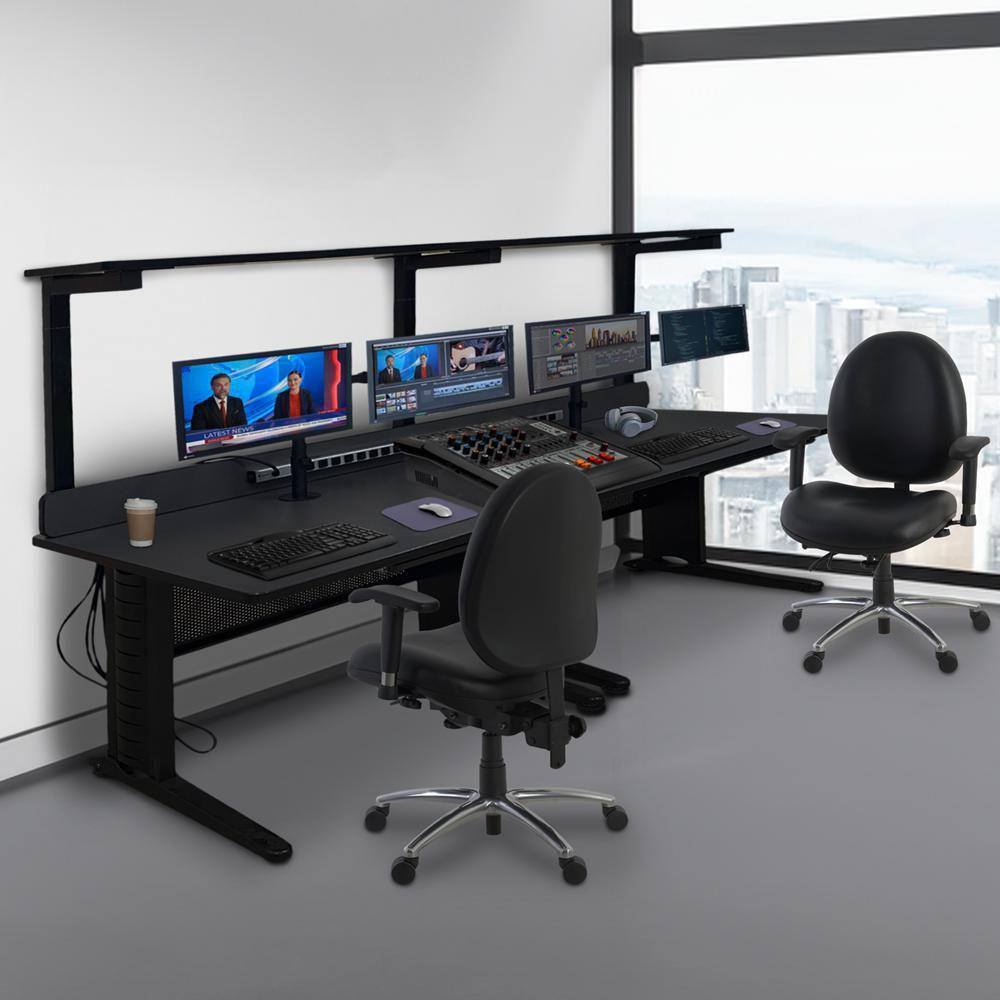Vinyl Office Chair in Black with Adjustable Back and Seat Height