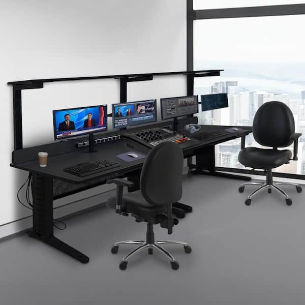 Vinyl Office Chair in Black with Adjustable Back and Seat Height