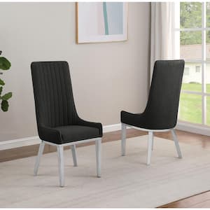 Corina Black Teddy Fabric Side Chair Set of 2 with Stainless Steel Legs