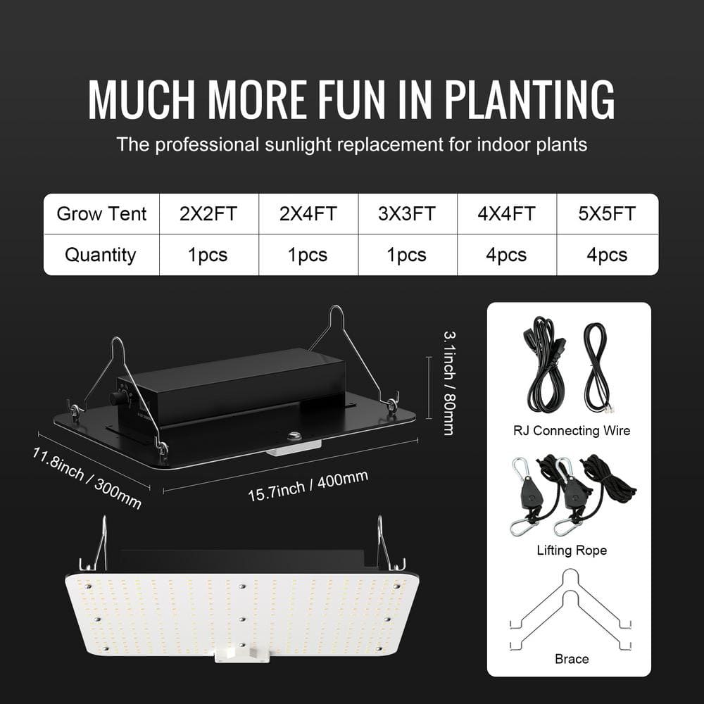 VEVOR 17.68-Inch Black Aluminum LED Grow Light Kit