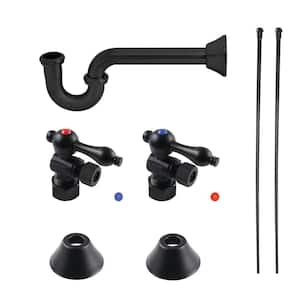 Traditional 1-1/4 in. Brass Plumbing Sink Trim Kit with P- Trap in Matte Black