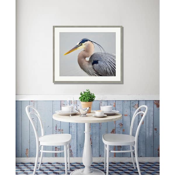Heron in the Water Framed Giclee Art Print 20 in. x 22 in.