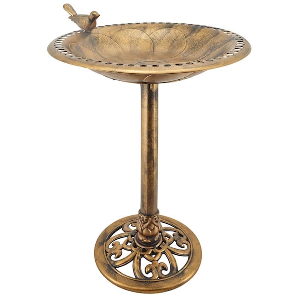 Arcadia Garden Products 19-1/2 in. x 19-1/2 in. x 30 in. Polypropylene Bronze Birdbath (4-Piece)