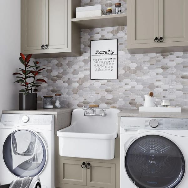 Sparta Wooden Grey 11 in. x 12 in. Hexagon Polished, Etched Marble Mosaic Floor and Wall Tile (4.66 sq. ft./case) 5-Pack
