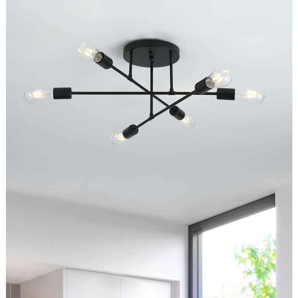 【M3153-81-55】スポットライト 6灯　電球付き　ブラック aiwen 21.6 in. 6-Light Black Sputnik Modern Linear Semi Flush