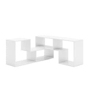 59.1 in.to 86.6 in. White Multi-functional TV Stand Fits TV's up to 60 in. With Open Layers