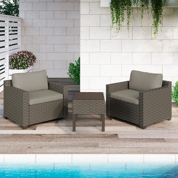 TK CLASSICS Keys 3-Piece Metal Patio Conversation Set with Hazel Cushions