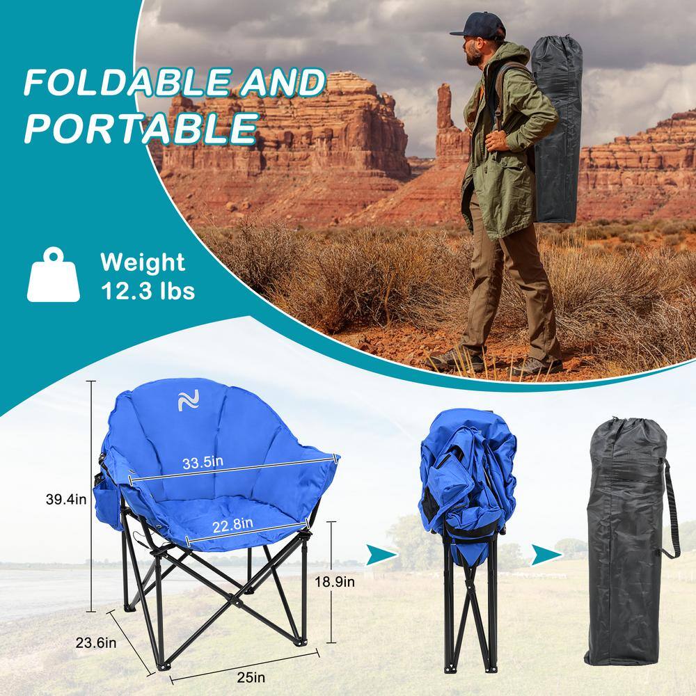 Blue Heated Moon Camping Chairs with Steel Frame, 2-Pack