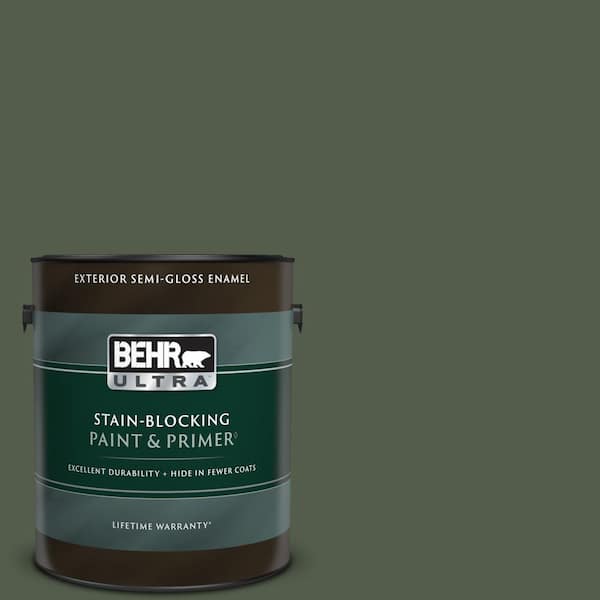 BEHR ULTRA 1 gal. #430F-7 Windsor Moss Semi-Gloss Enamel Exterior Paint & Primer