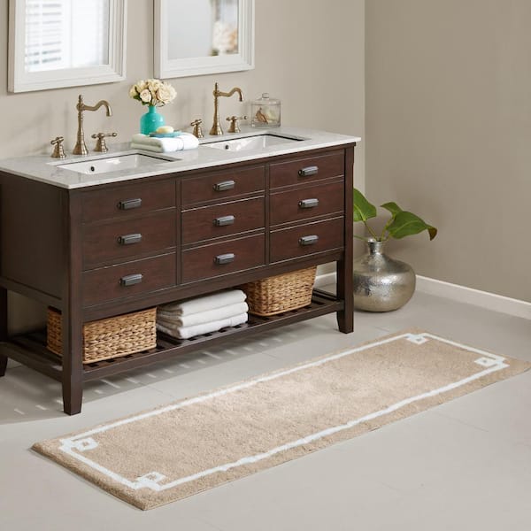 Ethan 24 in. x 72 in. Taupe Tufted Cotton Runner Bath Rug
