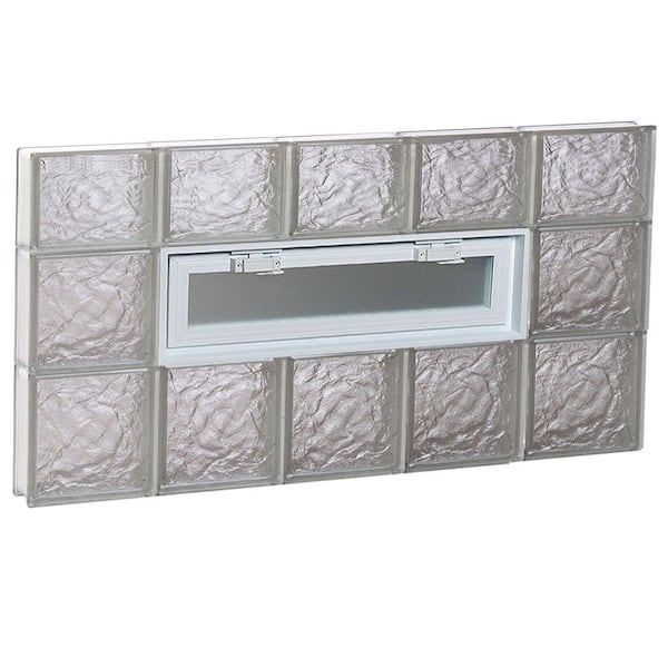 Clearly Secure 38.75 in. x 21.25 in. x 3.125 in. Frameless Ice Pattern Vented Glass Block Window