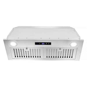 30 in. 600 CFM Built-In/Insert Ducted Range Hood in Sliver w/Front Touch Control and Front LED Lights, Baffle Filters