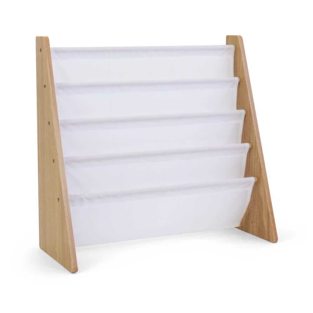 Adjustable White Fabric and Wood Kids Book Rack