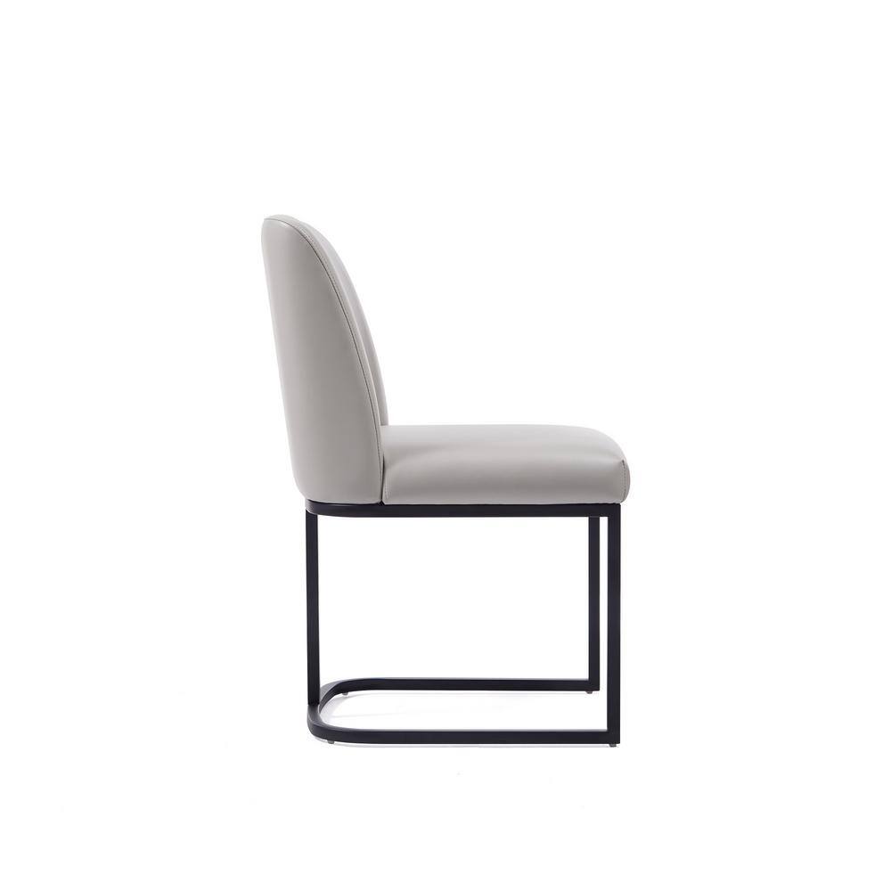Serena Light Grey Faux Leather Upholstered Dining Arm Chair Set with Metal Frame