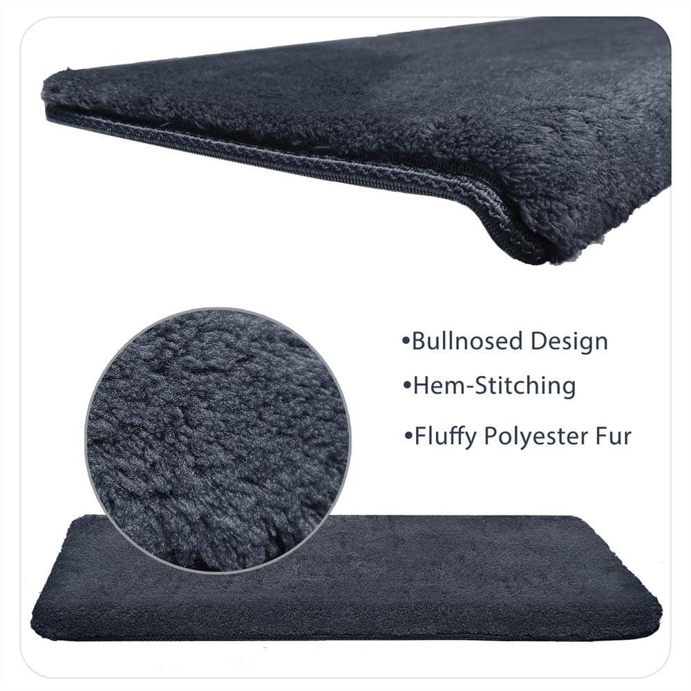 Dark Gray Ultra Plush Non-Slip Stair Treads, 9.5" x 30"