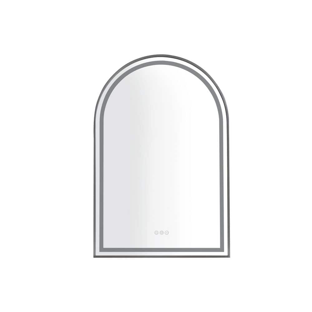 taholi 26 in. W x 39 in. H Small Arched Black Framed LED Wall Bathroom