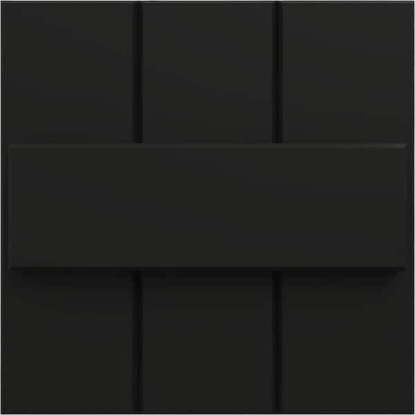 12 in. W x 12 in. H EnduraCore Composite Joined Board-n-Batten Shutters Sample, Black