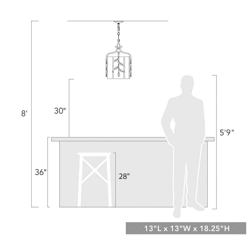 Calla Natural Black 3-Light Pendant with Hammered Glass Shade